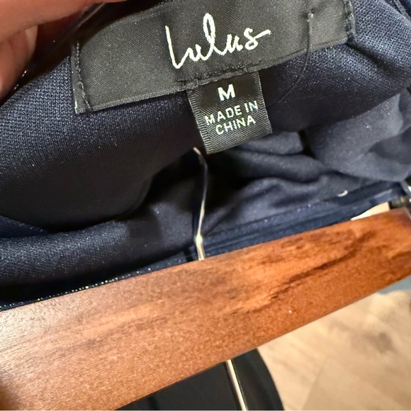 Lulus Elevated Evening Navy Strapless Tiered Plisse Mini‎ Cocktail Dress, Medium - Picture 6 of 9